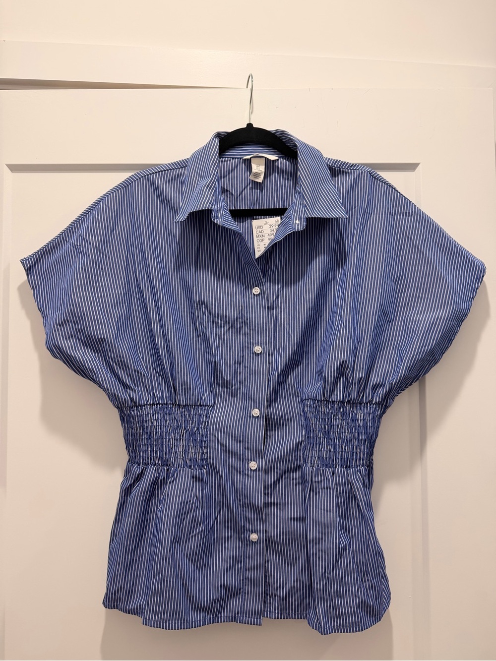 H&M Blue and White Striped Button-Down Shirt